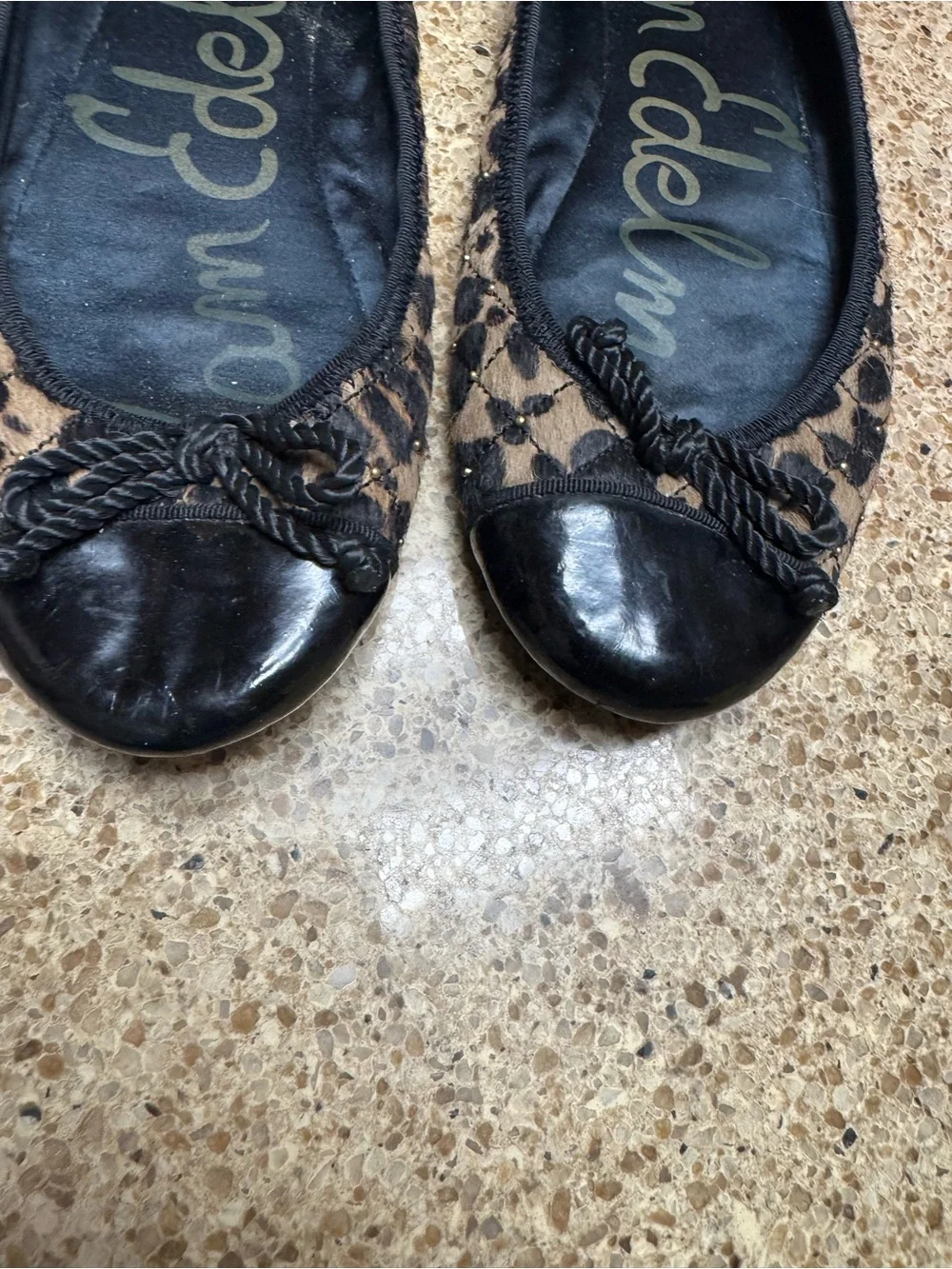 Sam Edelman Leopard-Print Ballet Flats with Black Cap Toe